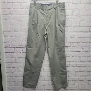 Duxbak Khaki Pleated Pants Mens 36x34 Business Casual Office Chino Straight Leg‎